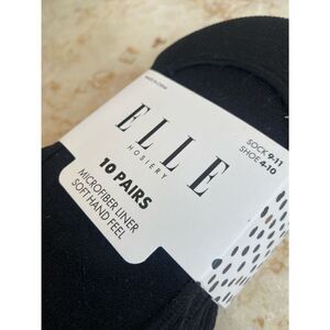 Elle black 10 pair pack socks NWT microfiber liner sock size 9-11